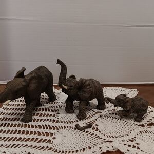 Charming Brown Elephant Figurine Set